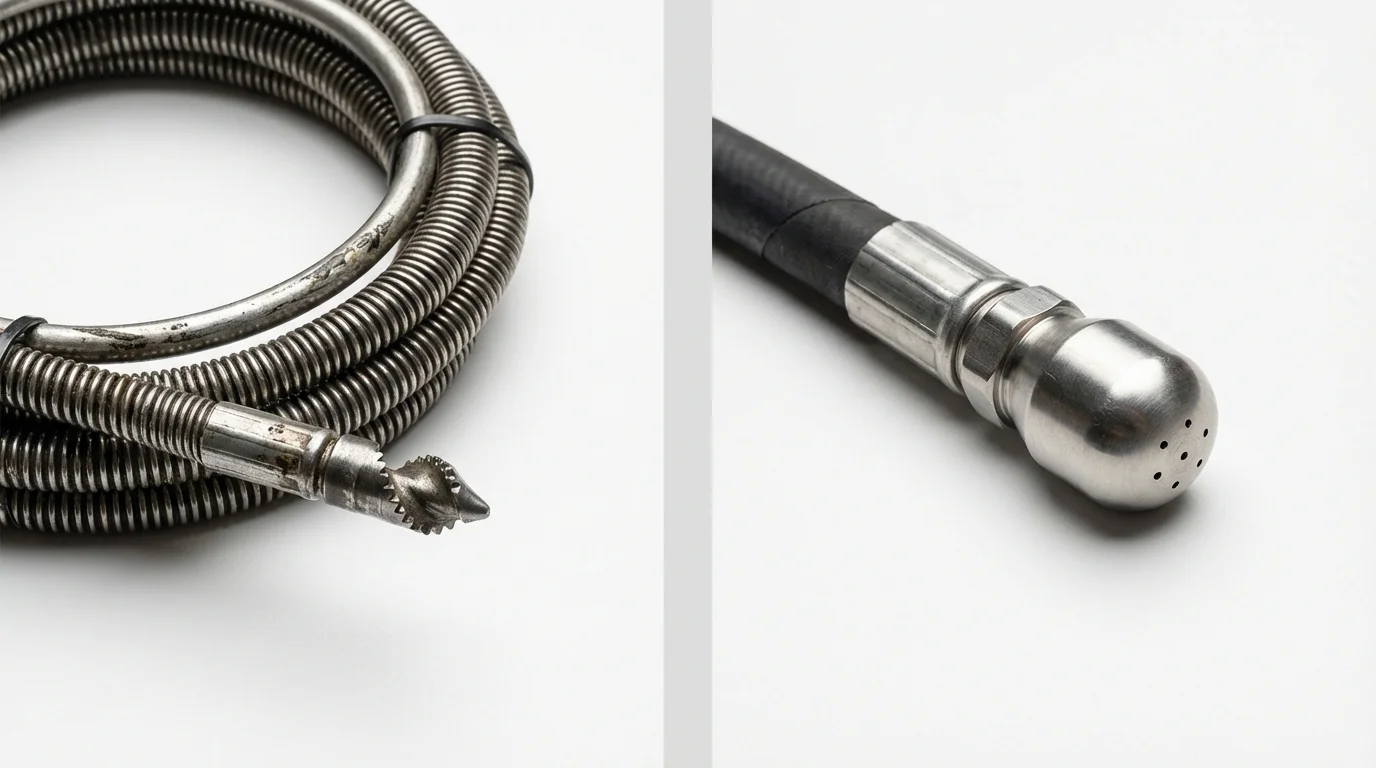 Drain snake cable and hydro jetting nozzle used for drain cleaning in Shady Cove, OR