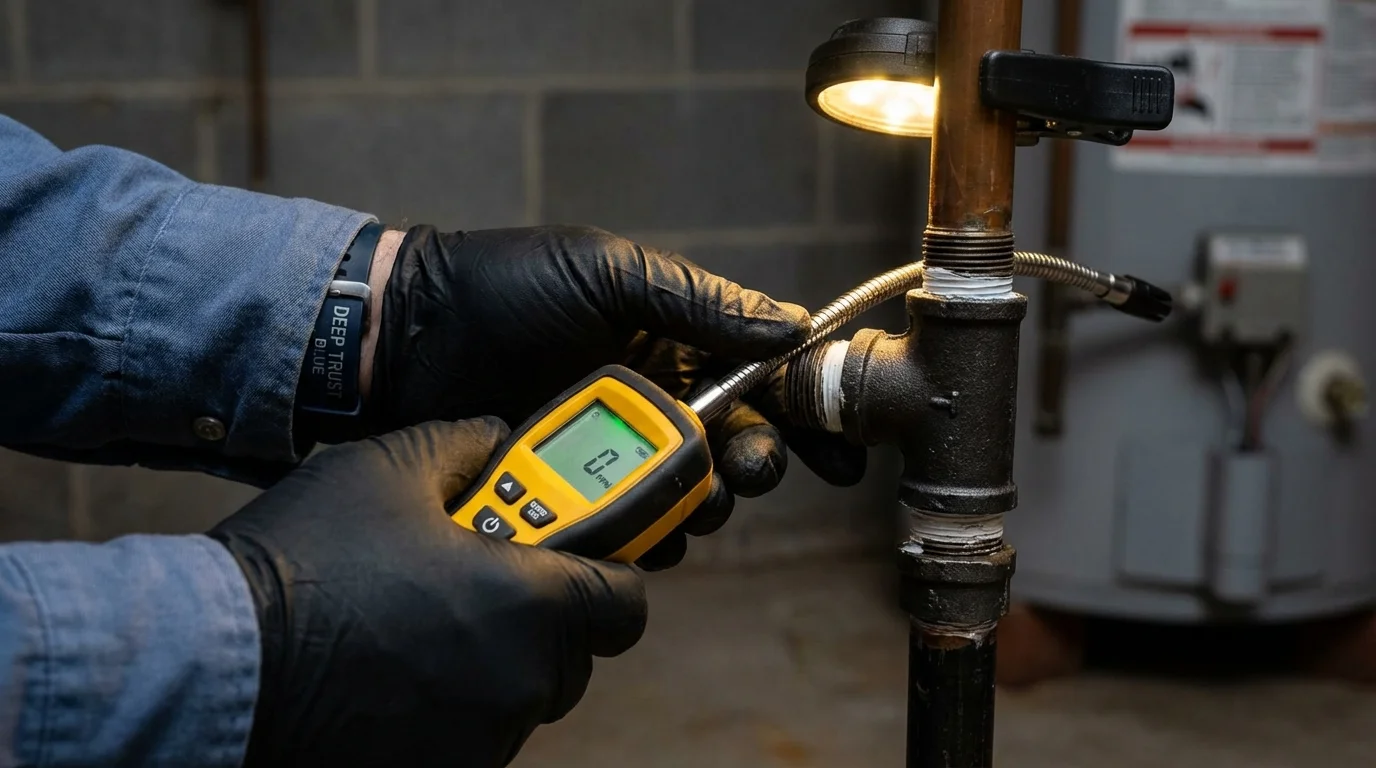 Gas leak detection with electronic sniffer by Johns Plumbing LLC in Shady Cove