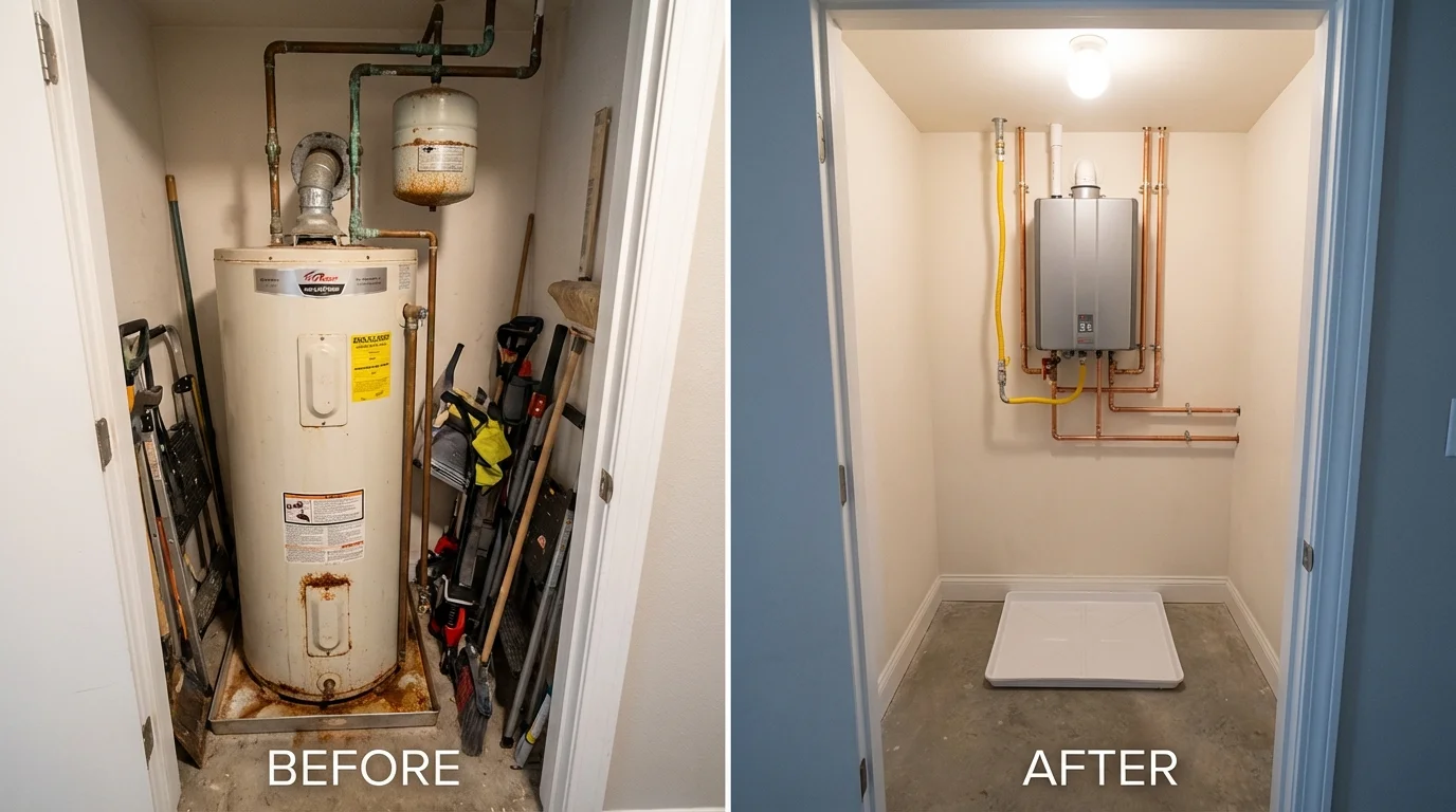 Tank water heater versus wall-mounted tankless unit comparison for Shady Cove, OR homeowners