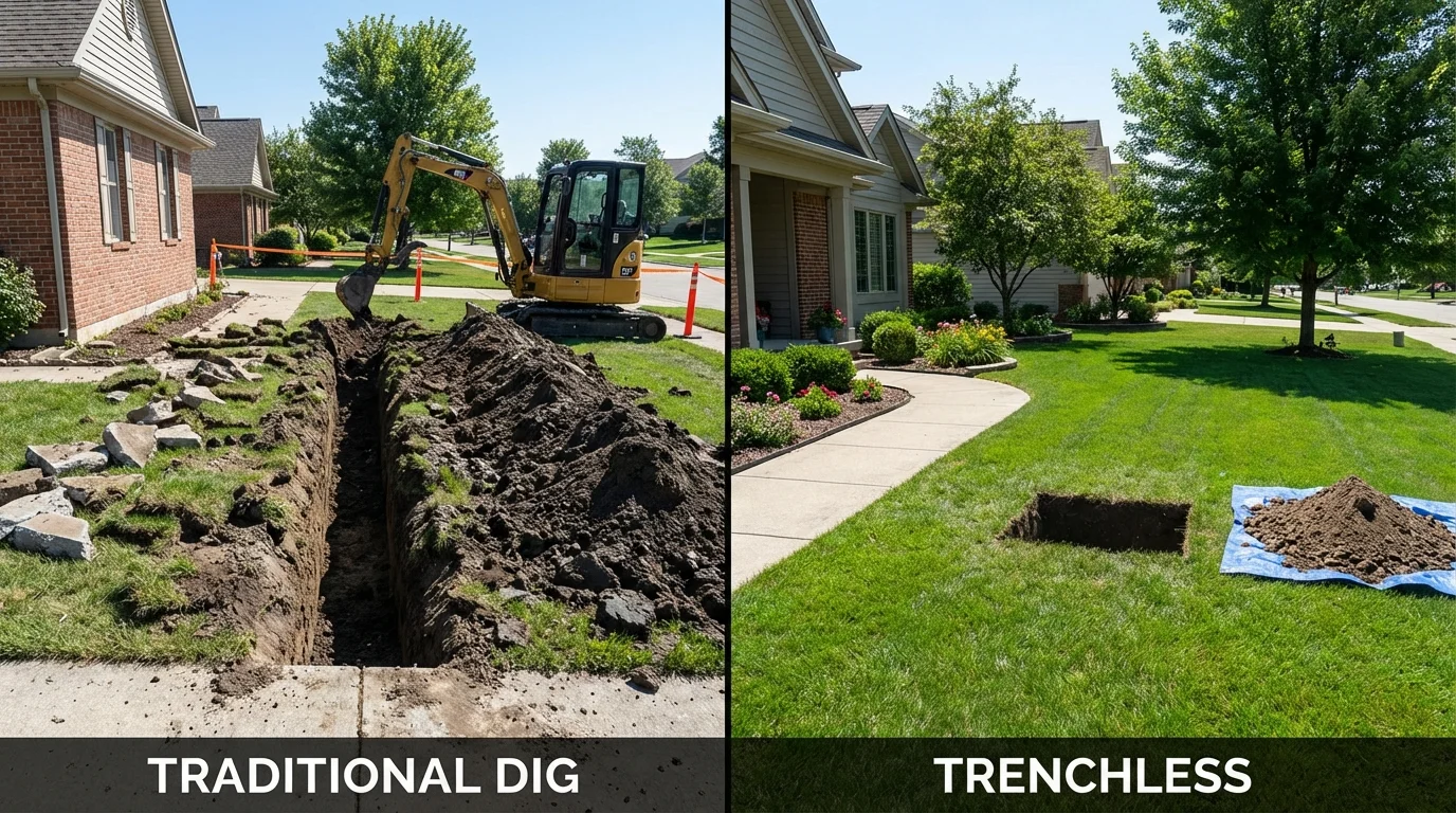 Trenchless sewer repair with minimal yard damage versus traditional excavation in Shady Cove, OR
